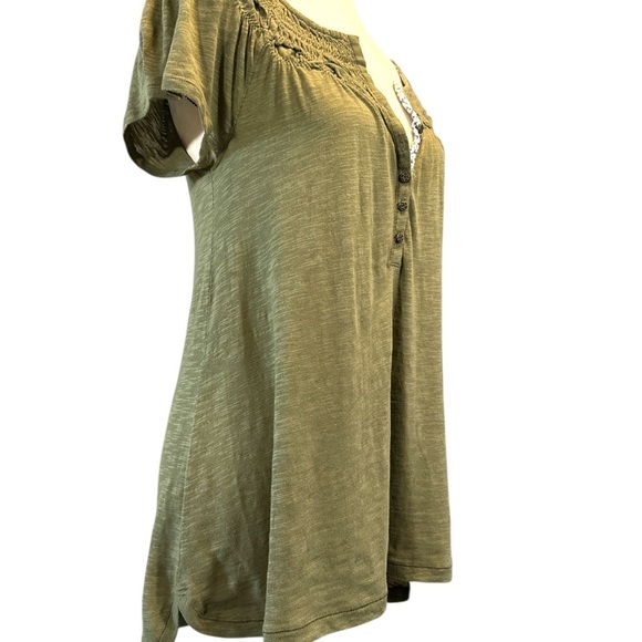 Meadow Rue 100% Cotton Olive Green Women's Top - Picture 3 of 6
